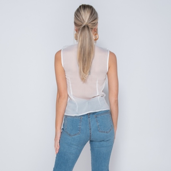 5⭐ Fav Sweet Poetry White Ruffle Front Blouse Top - Picture 7 of 9